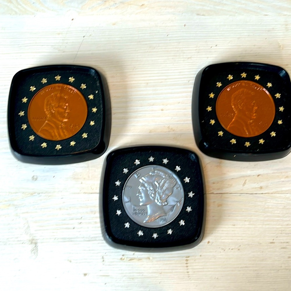 Vintage Coasters 1980s of Rare Lincoln Penny Coin the Lincoln Thrift Association